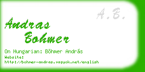 andras bohmer business card