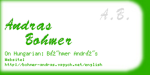 andras bohmer business card